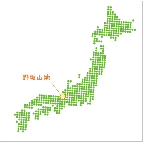 日本地図での野坂山地